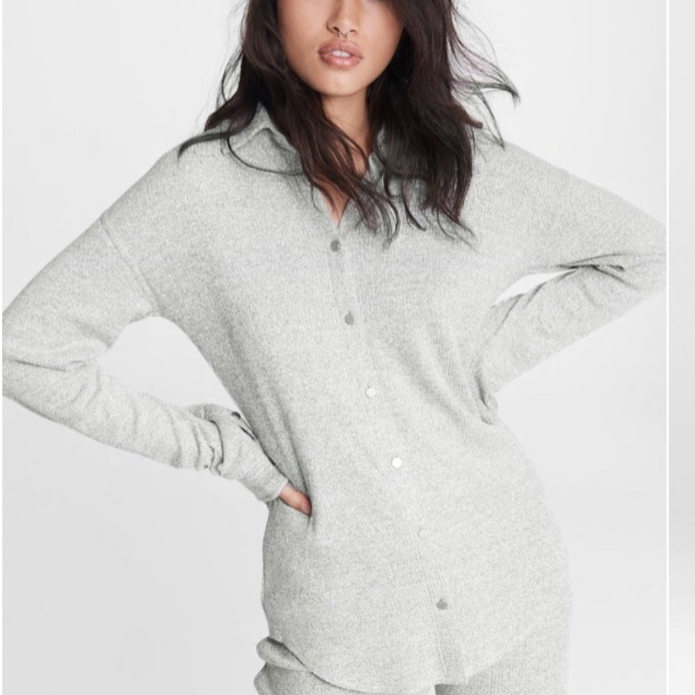 Rag & Bone The Knit Rib Shirt | Light Grey | S